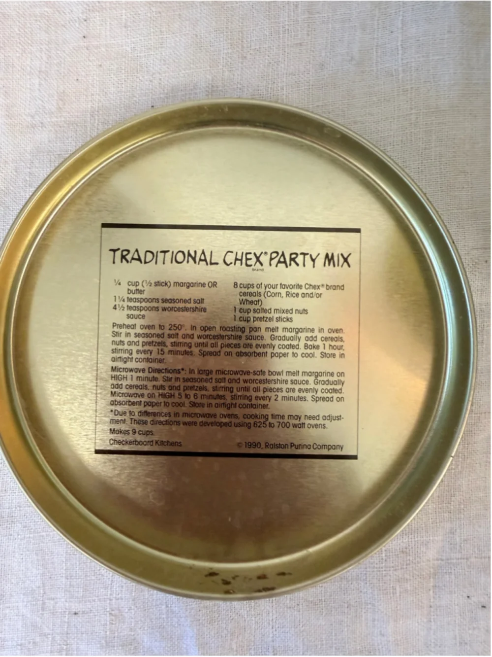 Vintage Peanuts 40th Anniversary Chex Party Mix Metal Tin